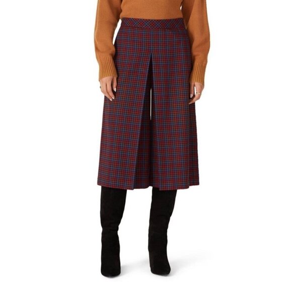 💕TRINA TURK💕 Prizzi Cropped Culottes Pant ~ 10 Multi-Color Check Print NWT - Picture 4 of 16
